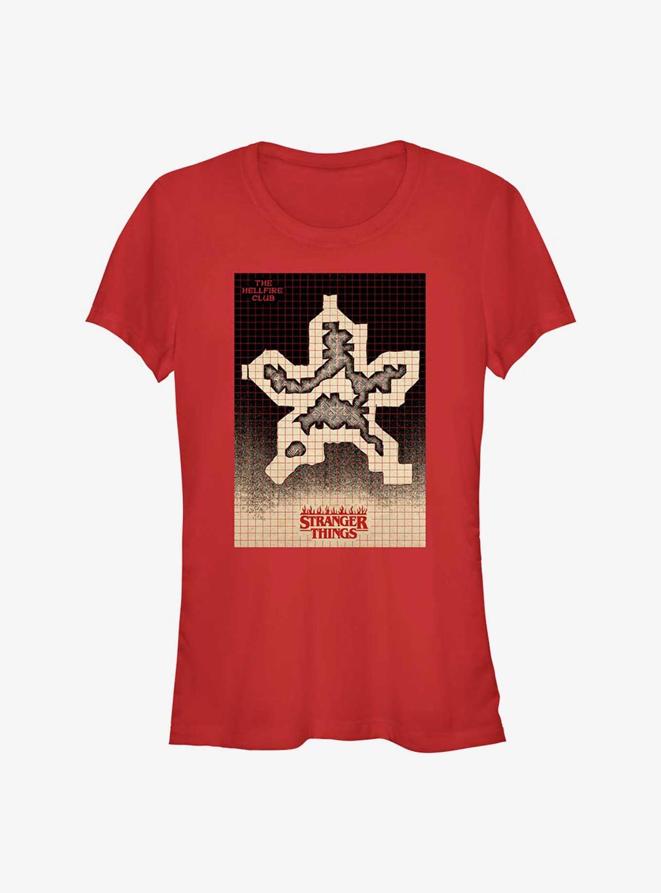 Stranger Things Hellfire Grid Demogorgon Girls T-Shirt, RED, hi-res