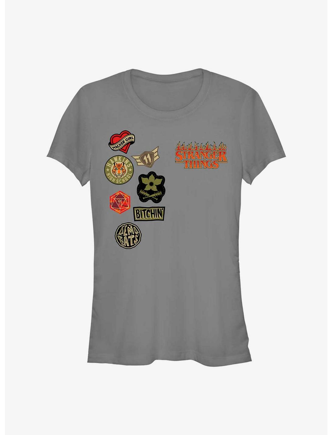 Stranger Things Patches Girls T-Shirt, CHARCOAL, hi-res