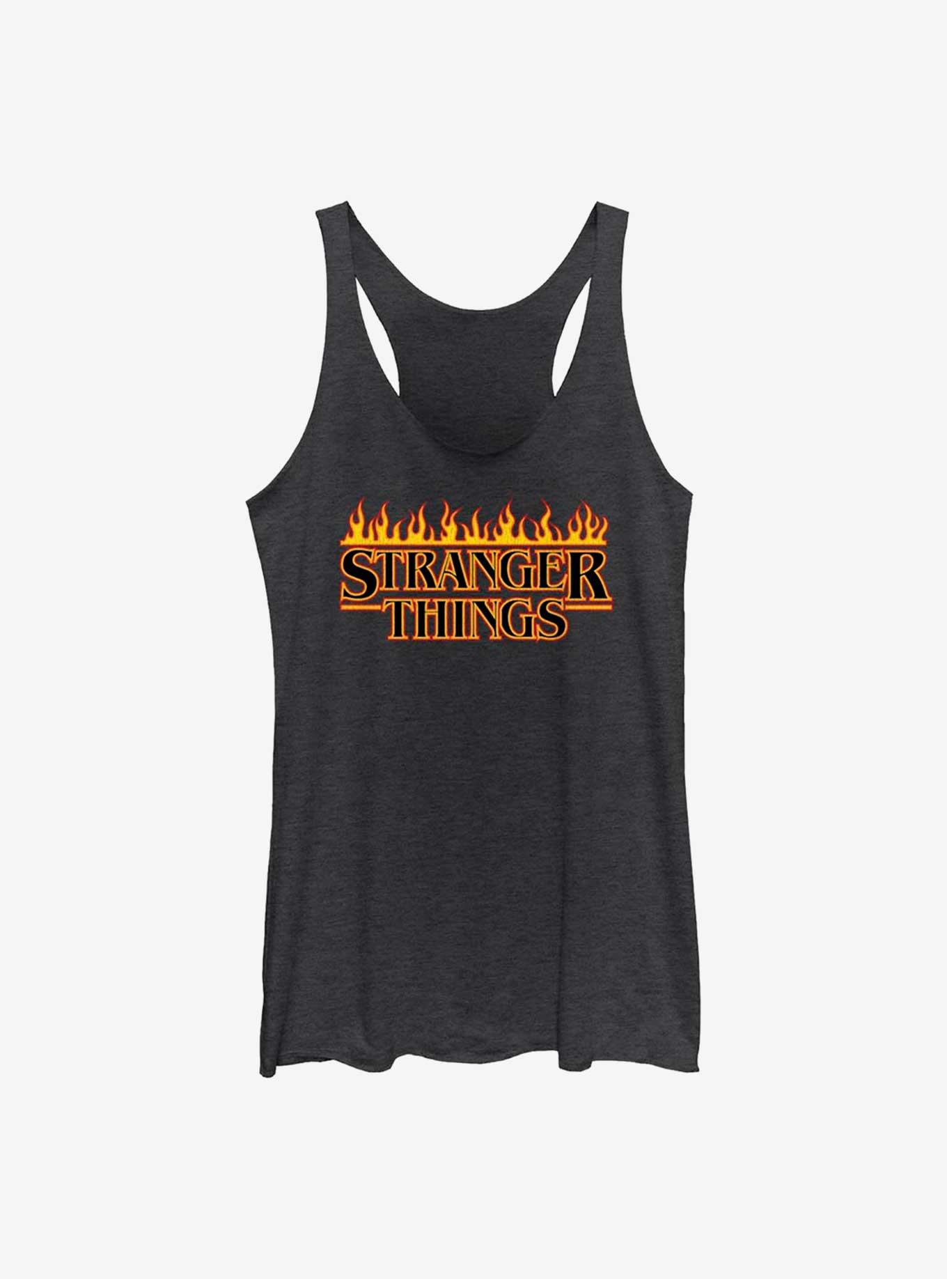 Stranger Things Flaming Logo Girls Tank, BLK HTR, hi-res