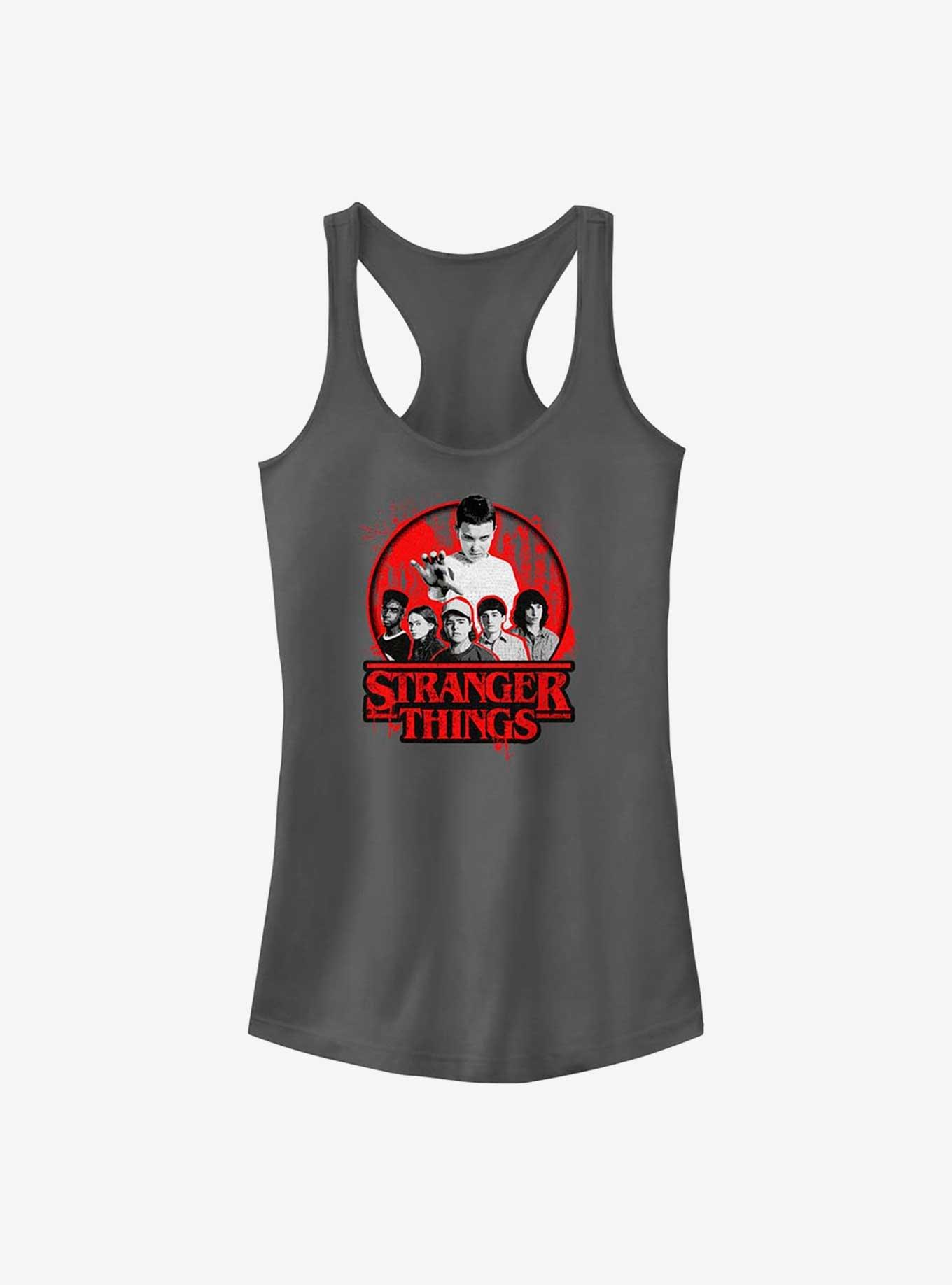 Stranger Things Squad Bloody Badge Girls Tank, CHARCOAL, hi-res
