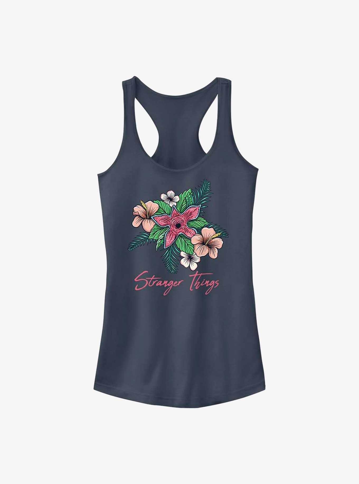 Stranger Things Floral Things Girls Tank Top, INDIGO, hi-res