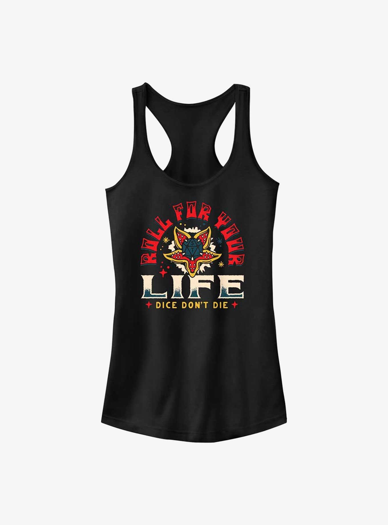 Stranger Things Roll For Your Life Girls Tank Top, BLACK, hi-res