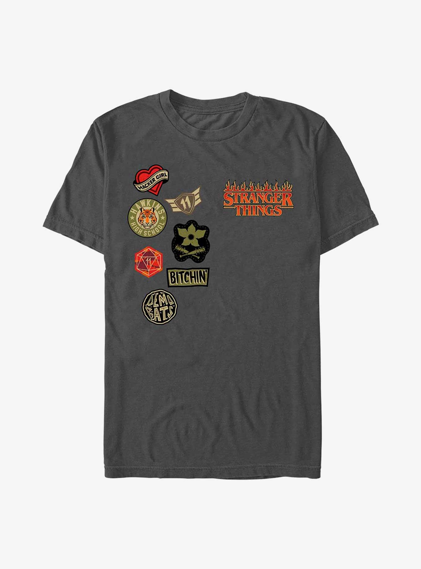 Stranger Things Patches T-Shirt, CHARCOAL, hi-res
