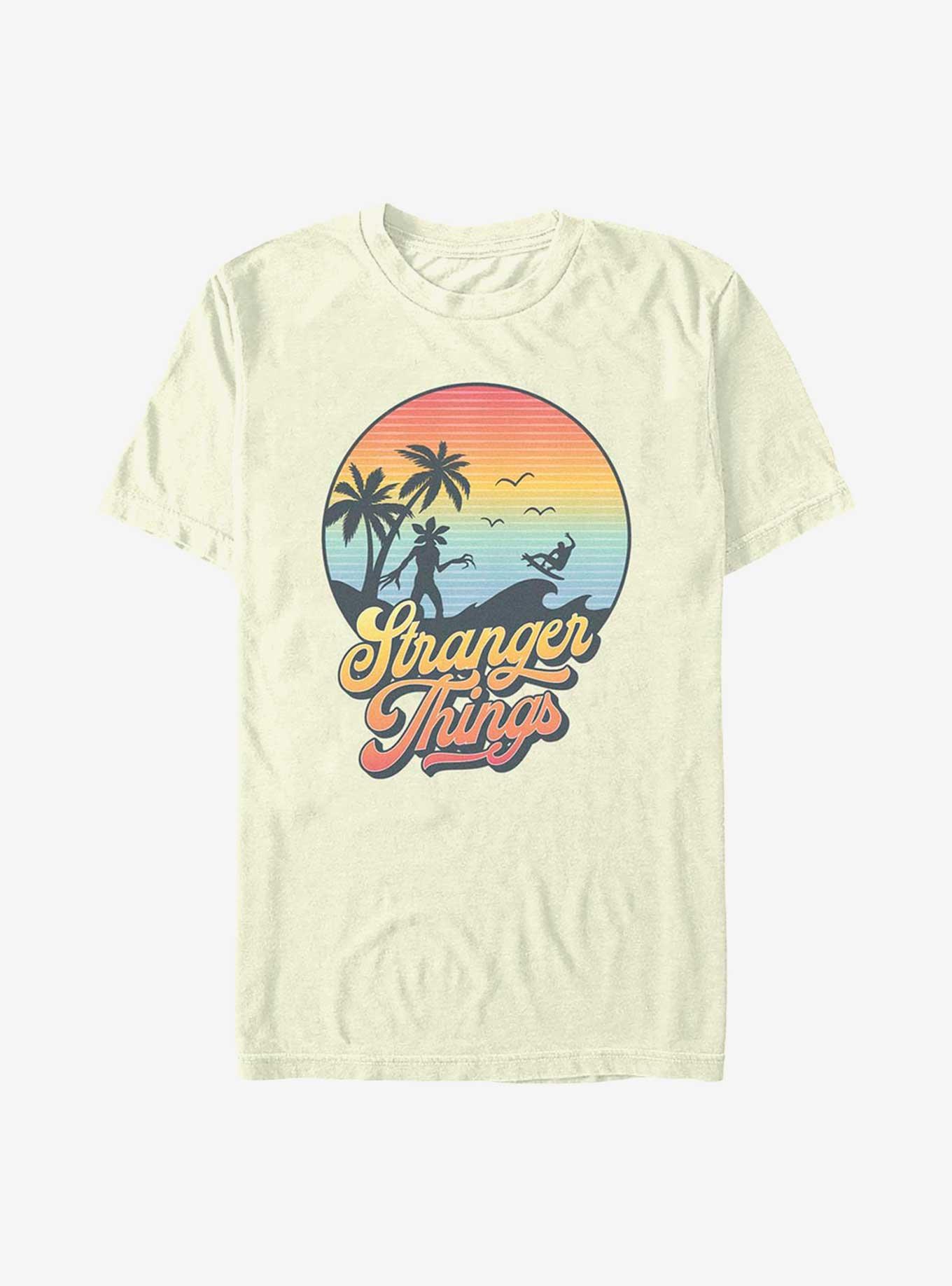 Stranger Things Retro Sun Demogorgon T-Shirt, NATURAL, hi-res