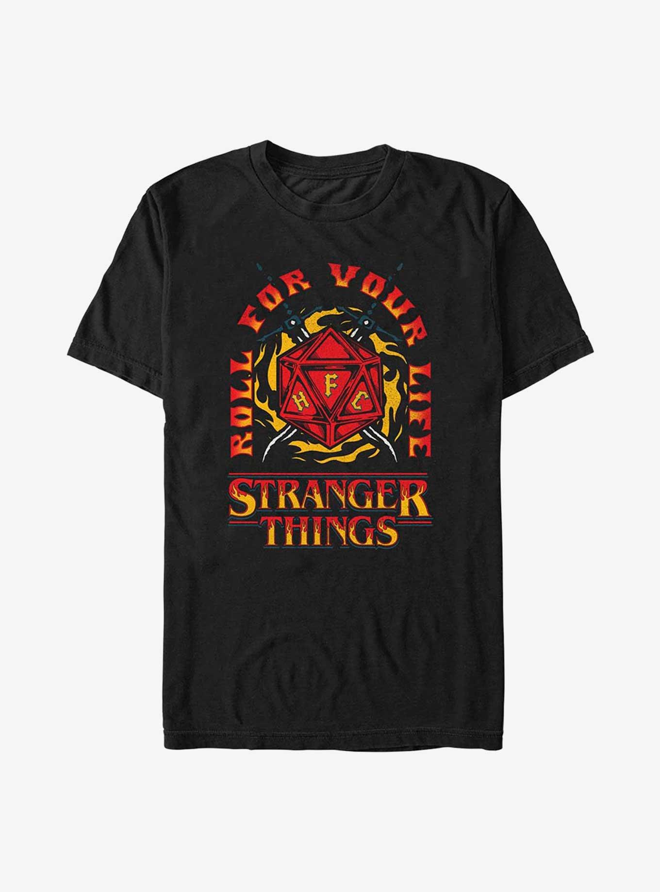 Stranger Things Fire And Dice T-Shirt, BLACK, hi-res