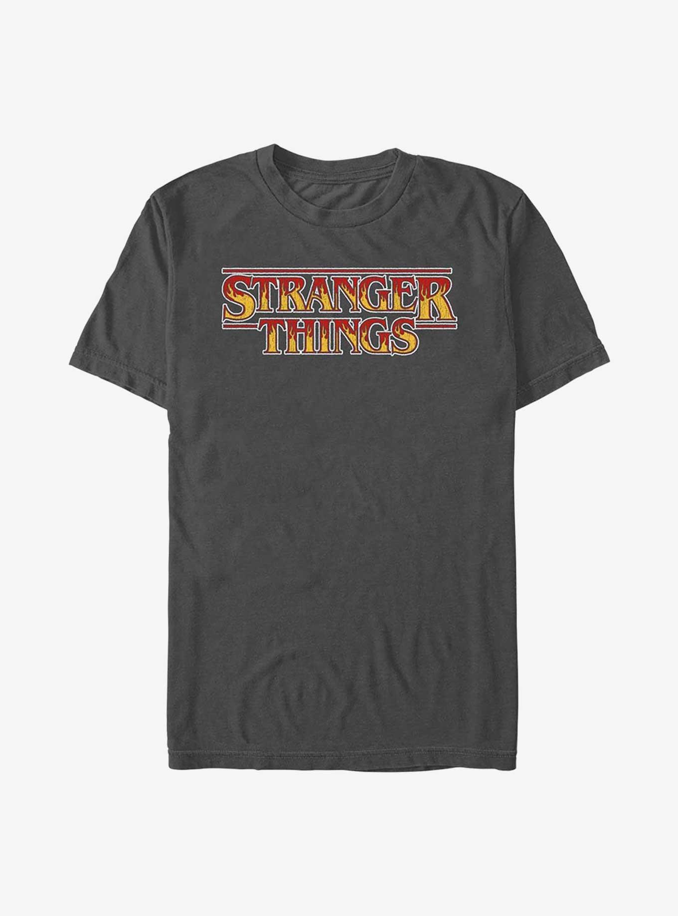Stranger Things Inlay Flames Logo T-Shirt, CHARCOAL, hi-res