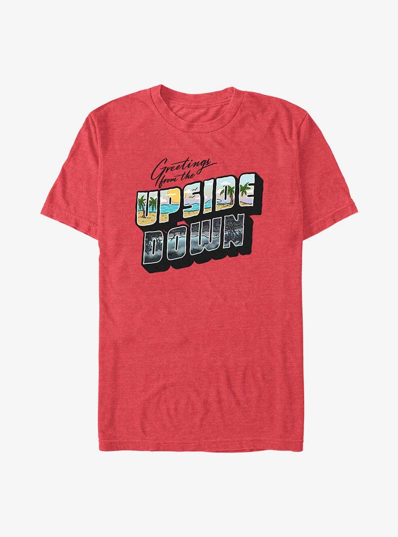 Stranger Things Upside Down Postcard T-Shirt, RED HTR, hi-res