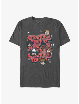 Stranger Things Toon Character Text Stack T-Shirt, CHAR HTR, hi-res