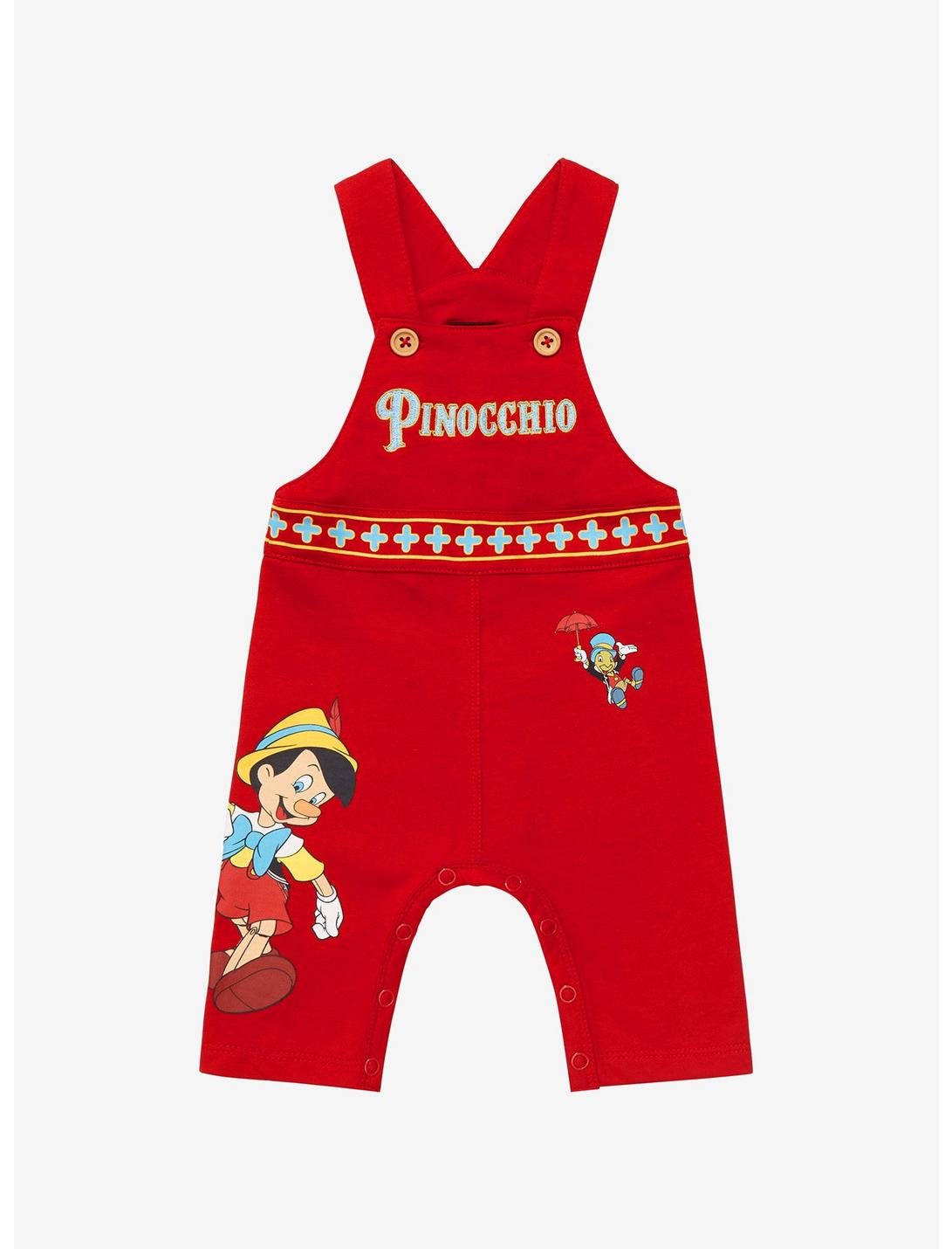 Disney Pinocchio Jiminy Cricket & Pinocchio Overall Infant One-Piece - BoxLunch Exclsuive, RED, hi-res