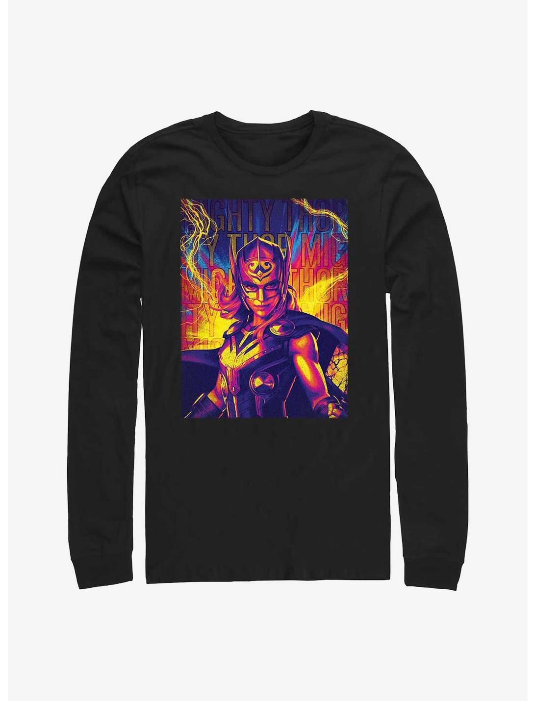 Marvel Thor: Love And Thunder Mighty Thor Lightning Long Sleeve T-Shirt, BLACK, hi-res