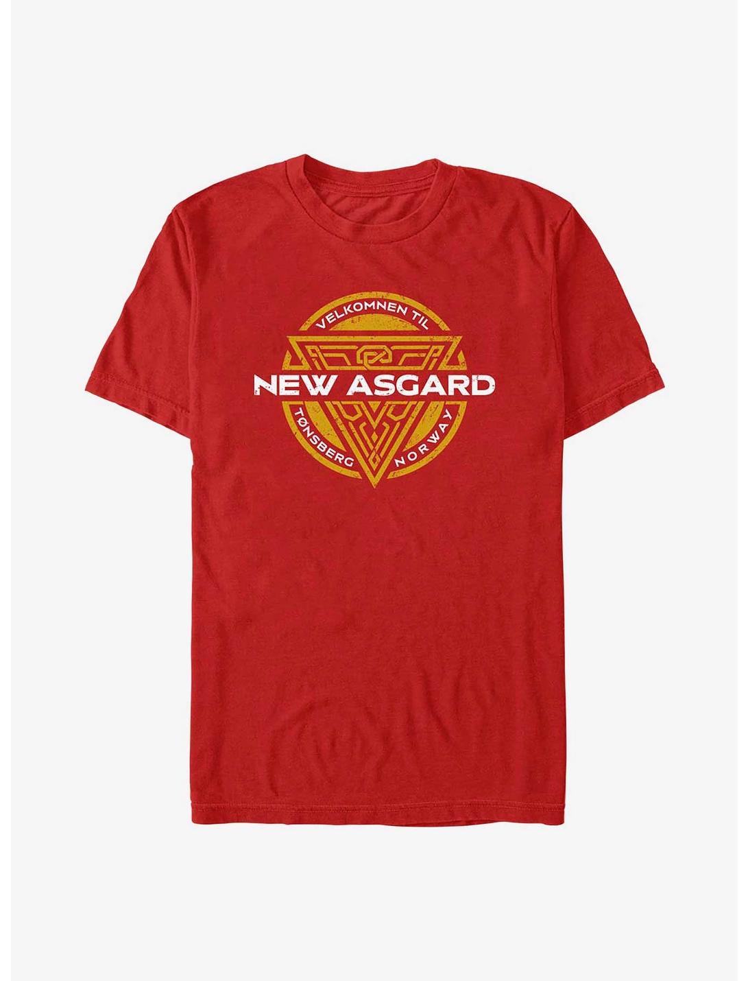 Marvel Thor: Love And Thunder Velkomnen Til New Asgard Badge T-Shirt, RED, hi-res