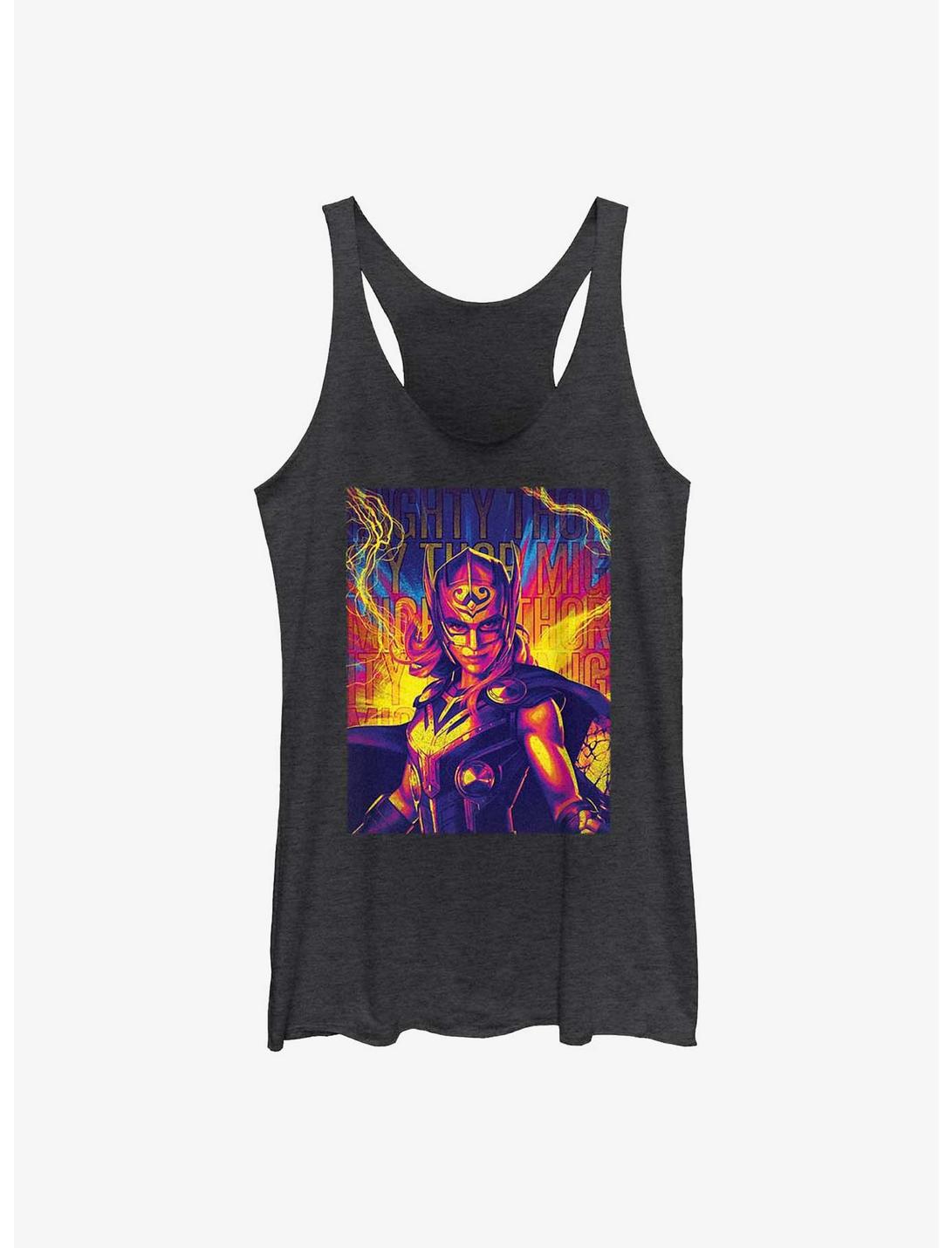 Marvel Thor: Love And Thunder Mighty Thor Lightning Womens Tank Top, BLK HTR, hi-res