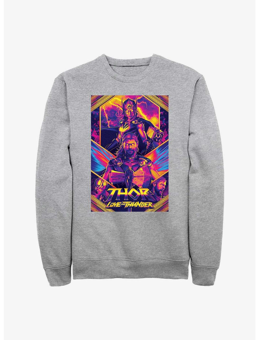 Marvel Thor: Love And Thunder Neon Poster Sweatshirt, ATH HTR, hi-res