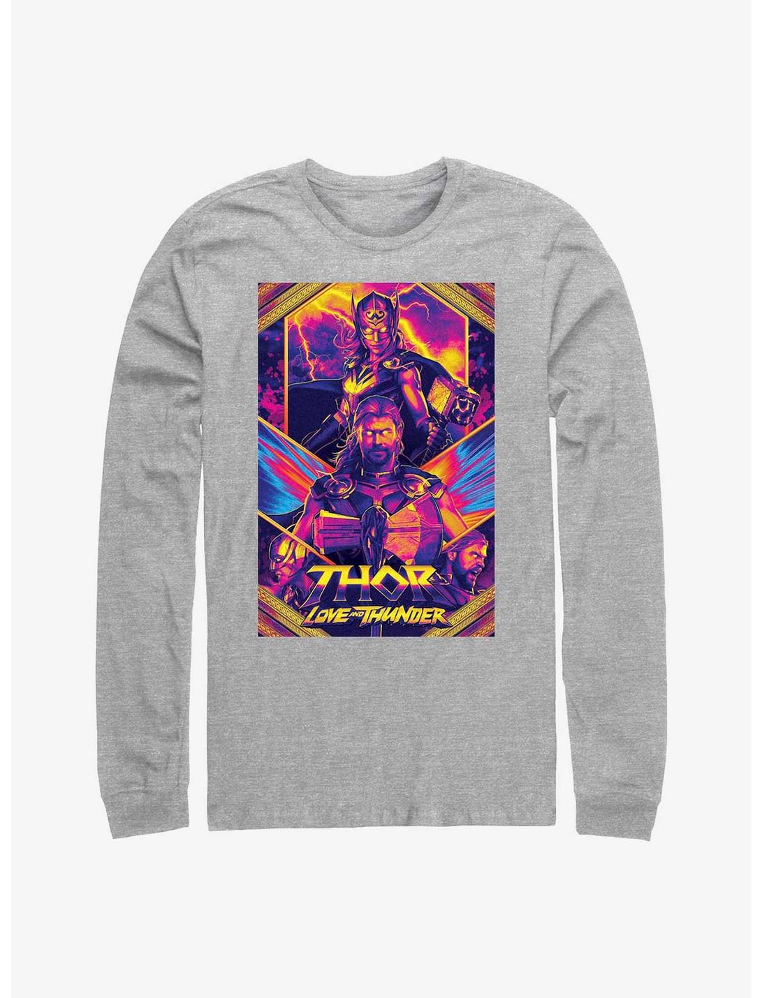 Marvel Thor: Love And Thunder Neon Poster Long Sleeve T-Shirt, ATH HTR, hi-res