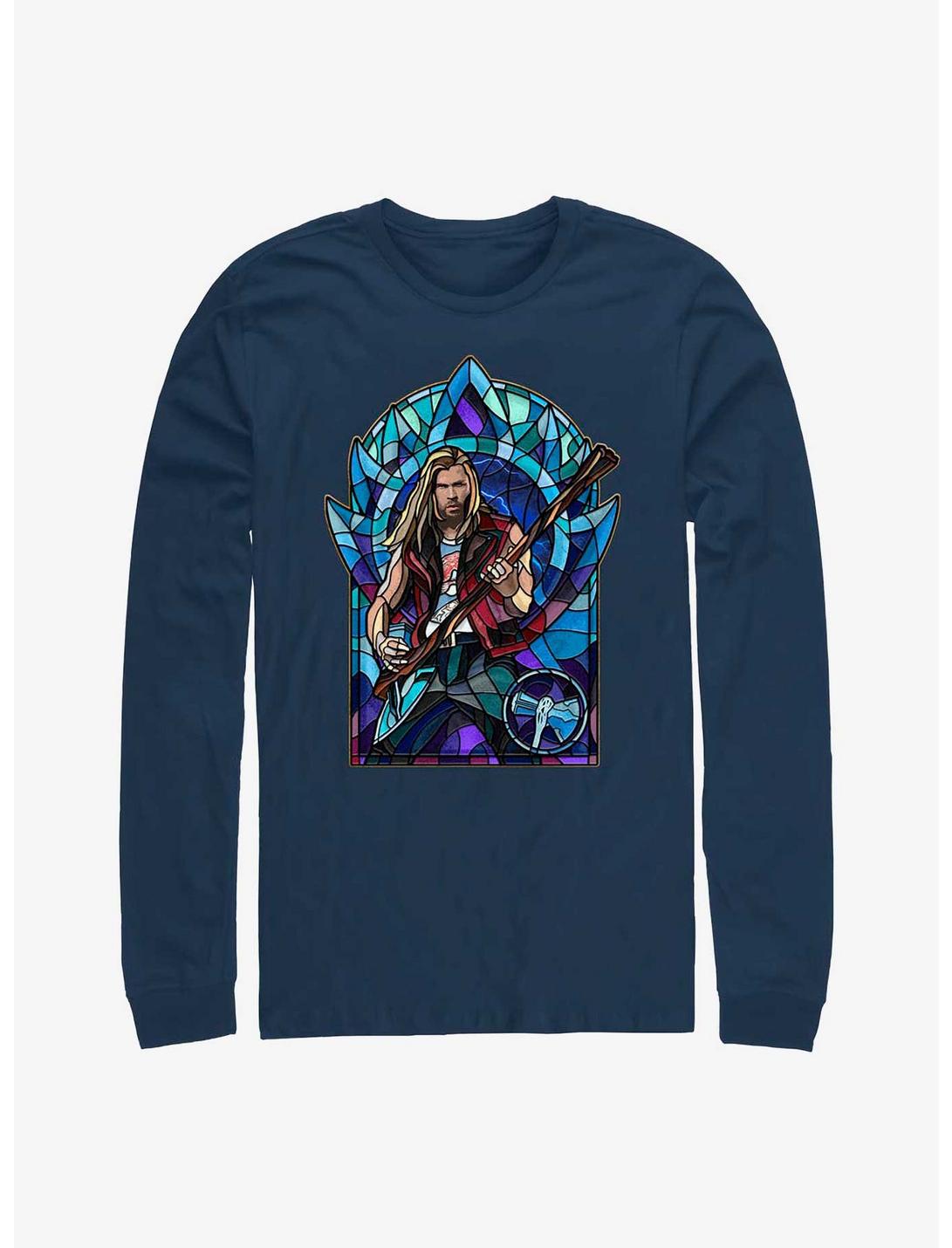 Marvel Thor: Love And Thunder Stained Glass Rocker Long Sleeve T-Shirt, NAVY, hi-res