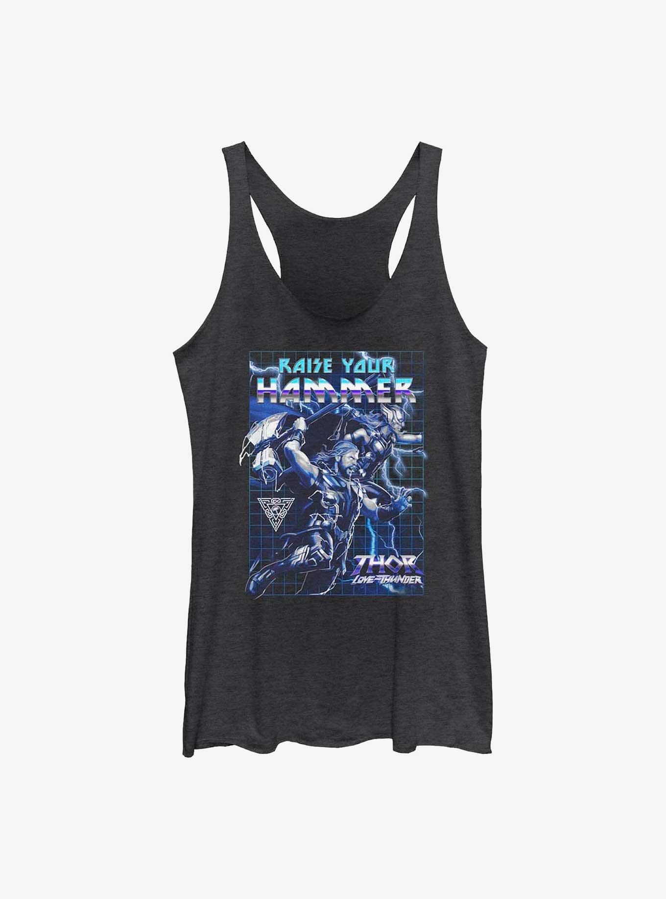Marvel Thor: Love And Thunder Raise Your Hammer Womens Tank Top, BLK HTR, hi-res