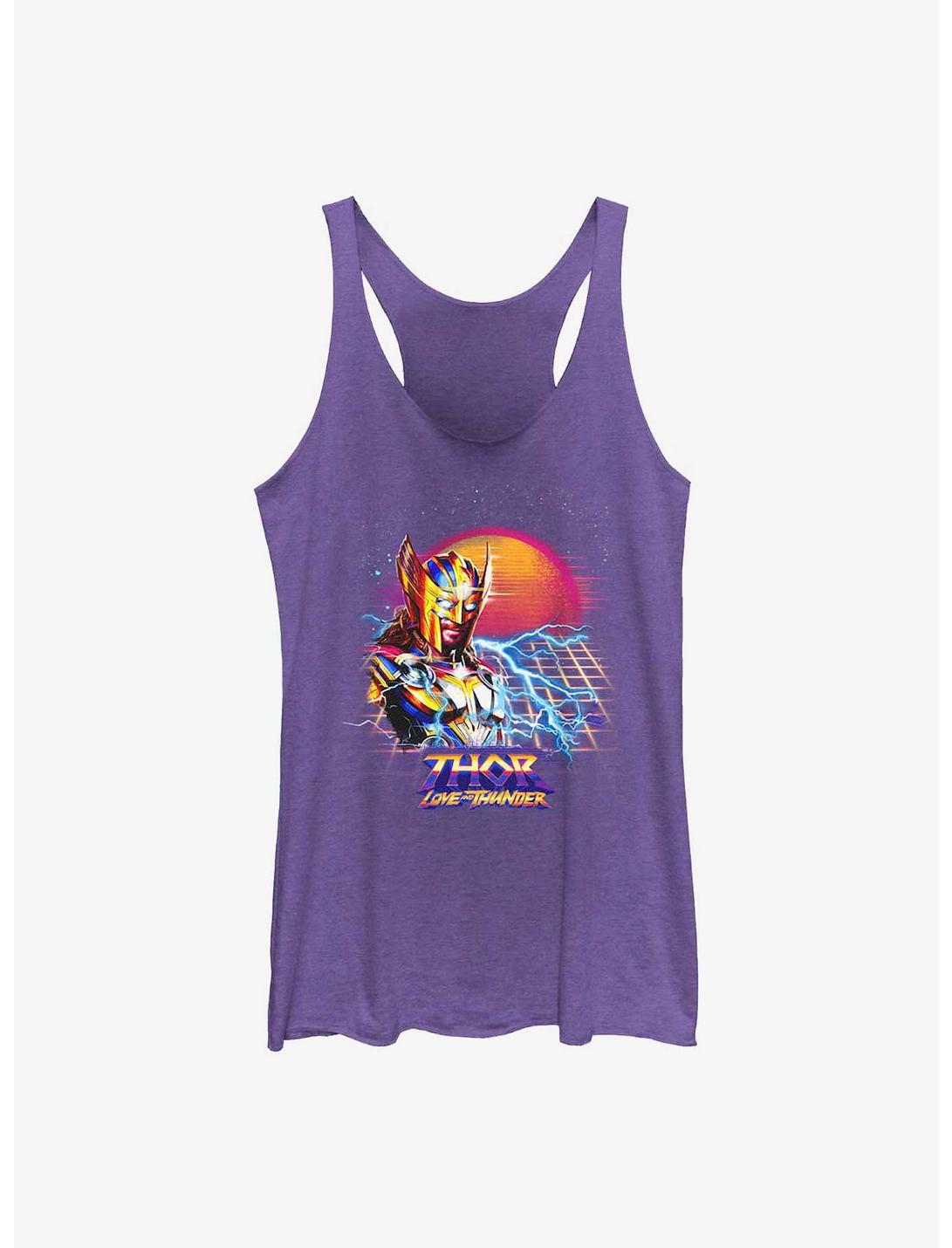 Marvel Thor: Love And Thunder Synthwave Sunset Womens Tank Top, PUR HTR, hi-res