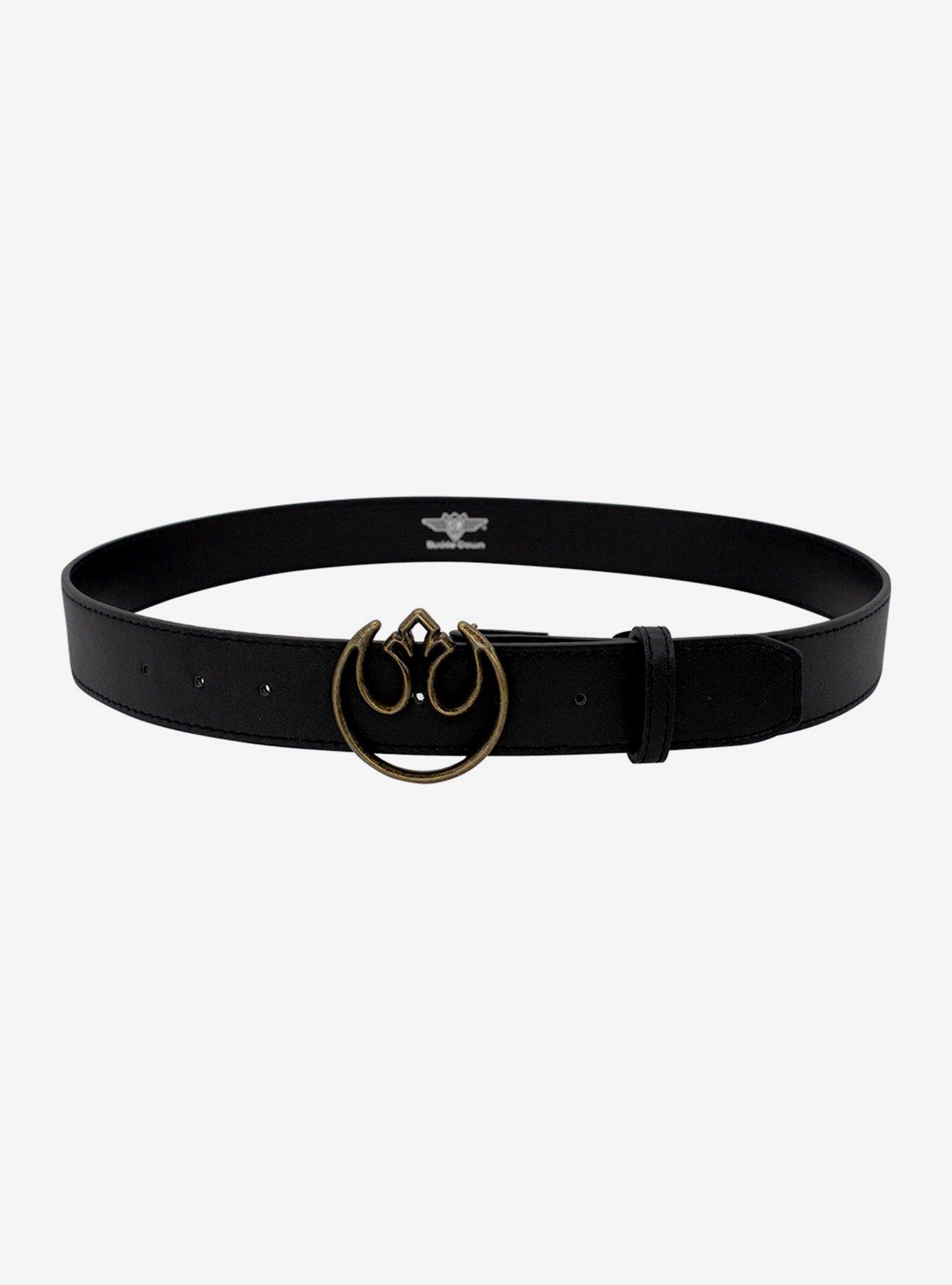 Star Wars Rebel Alliance Antiqued Enamel Icon Black Vegan Leather Belt, , hi-res