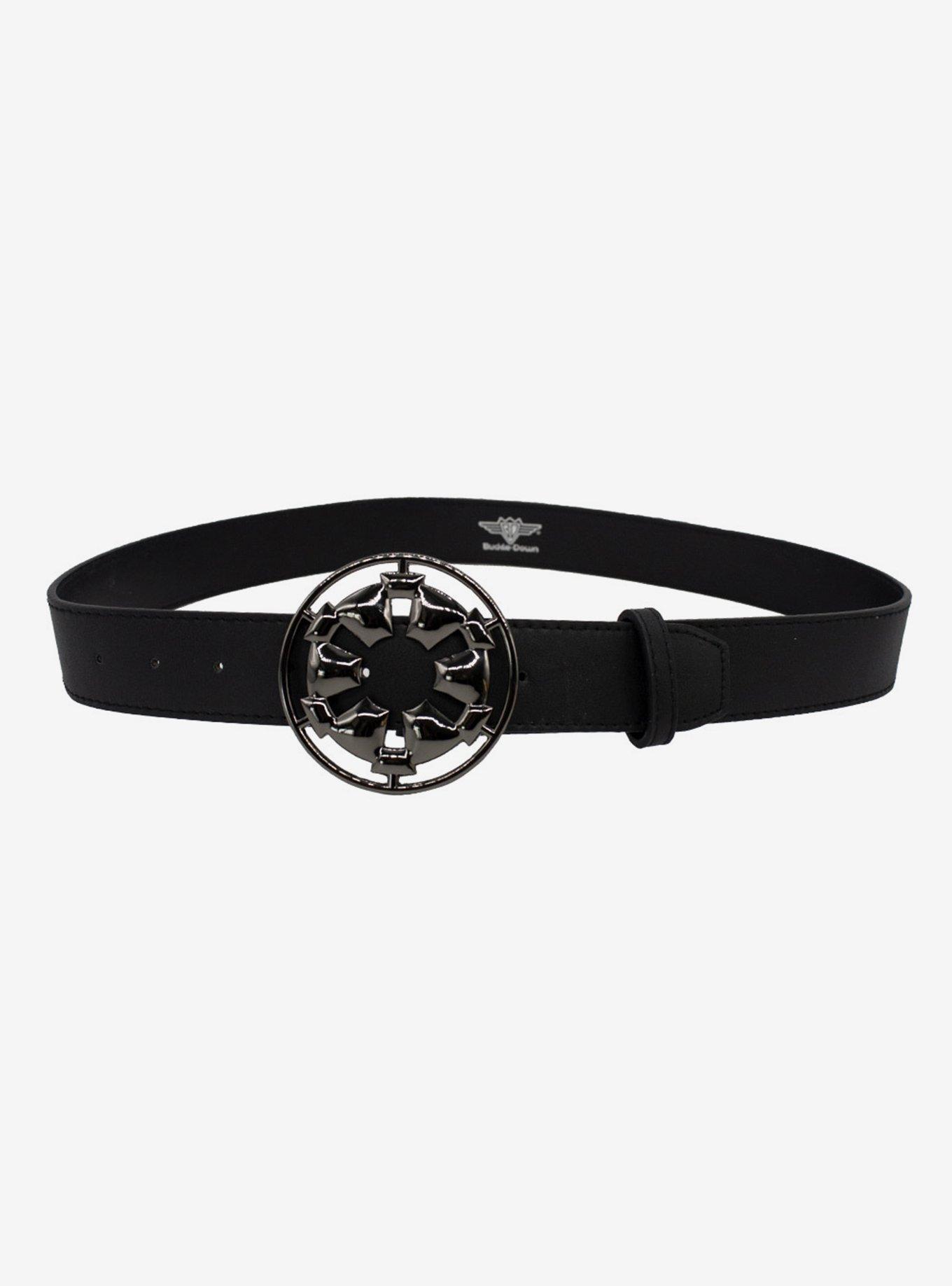 Star Wars Galactic Empire Black Gun Metal Enamel Icon Black Vegan Leather Belt, , hi-res