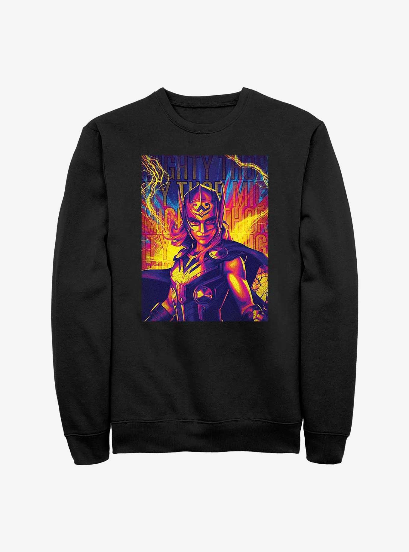 Marvel Thor: Love And Thunder Mighty Thor Lightning Sweatshirt, BLACK, hi-res