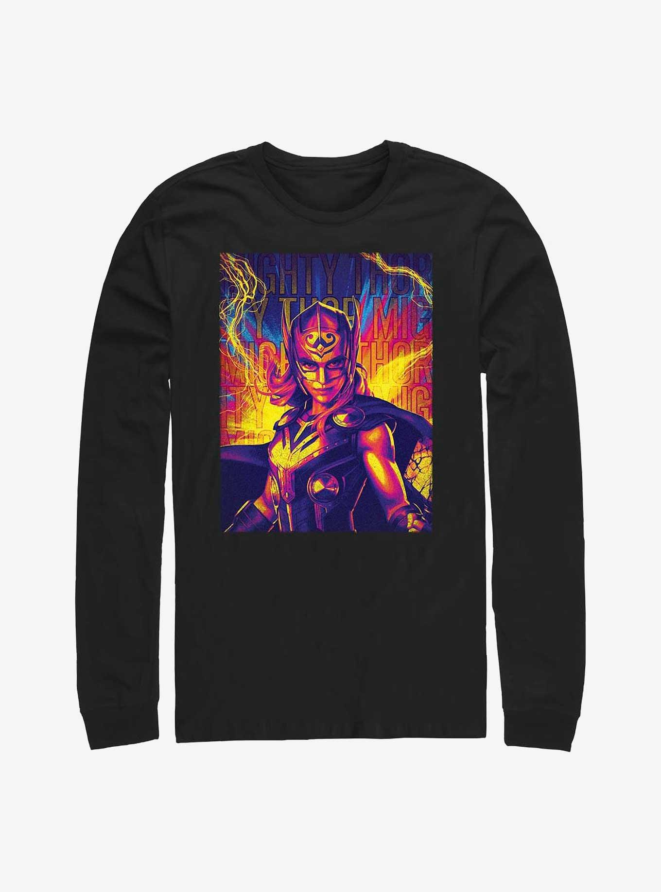 Marvel Thor: Love And Thunder Mighty Thor Lightning Long Sleeve T-Shirt, BLACK, hi-res