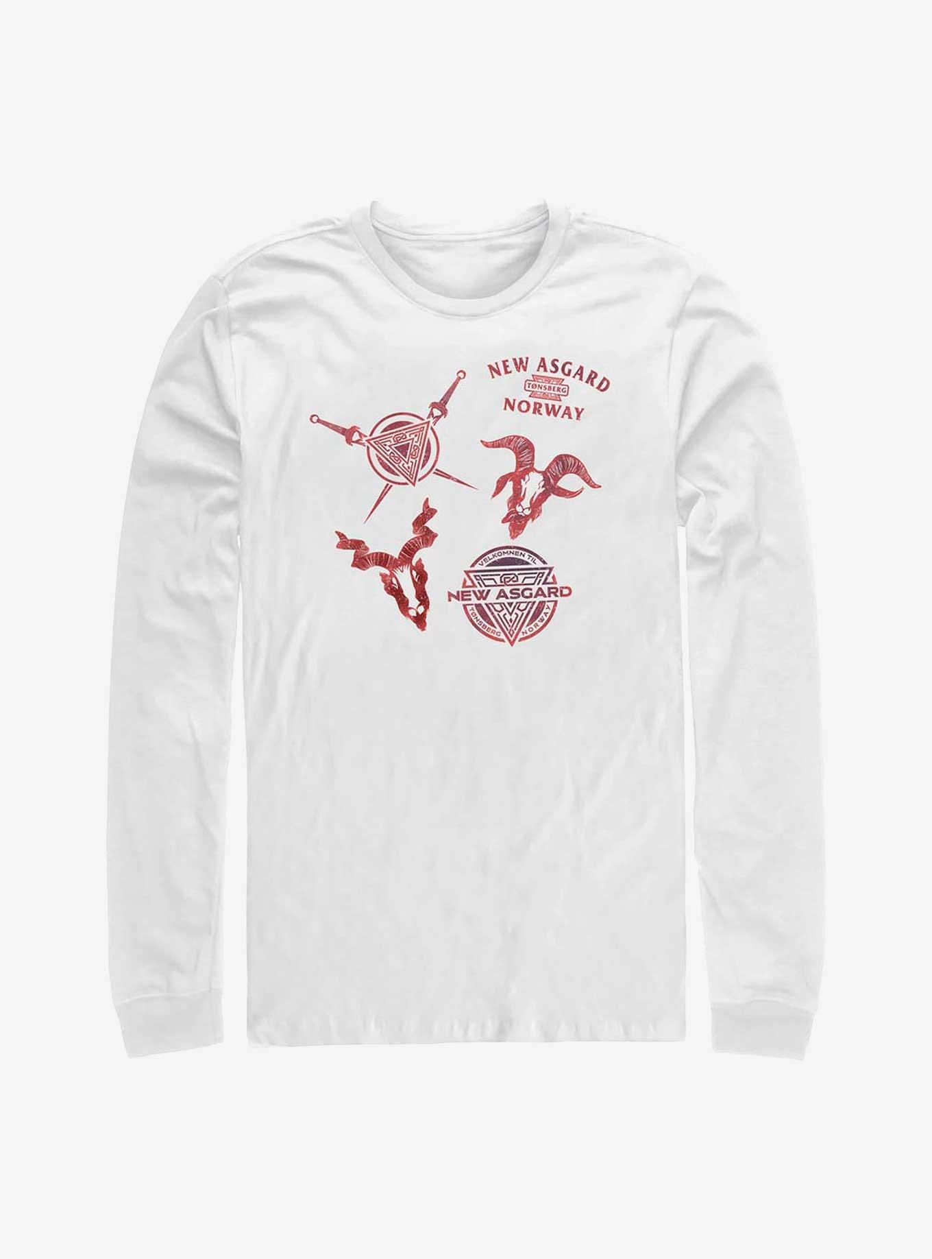 Marvel Thor: Love And Thunder New Asgard Symbols Long Sleeve T-Shirt, WHITE, hi-res