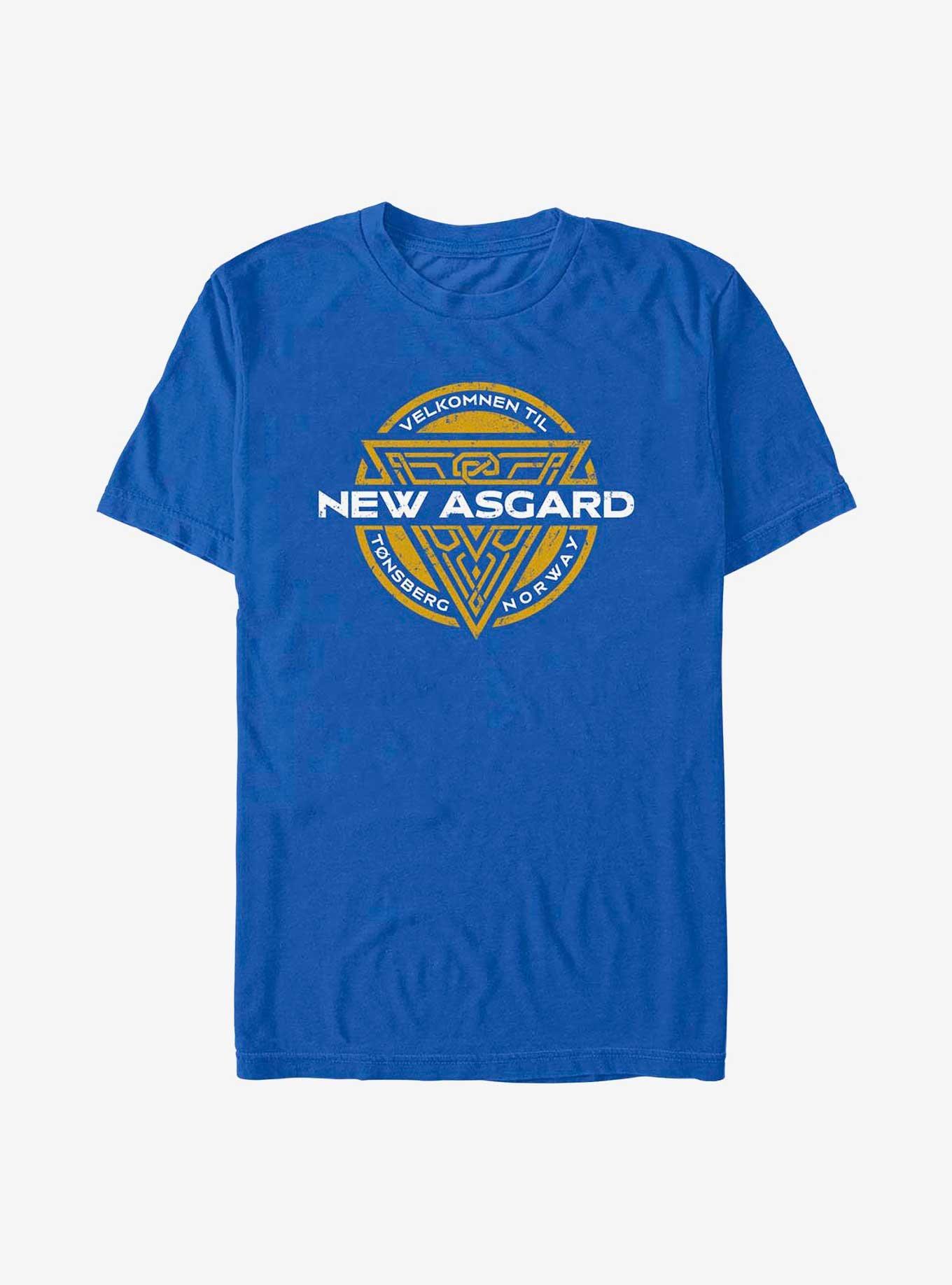 Marvel Thor: Love And Thunder Velkomnen Til New Asgard Badge T-Shirt, ROYAL, hi-res