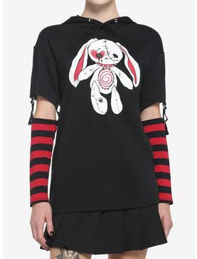 Black & Red Bunny Girls Detachable Sleeve Hoodie, , hi-res
