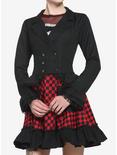 Black Ruffle Peplum Girls Jacket, BLACK, hi-res