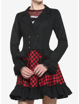 Black Ruffle Peplum Girls Jacket, , hi-res