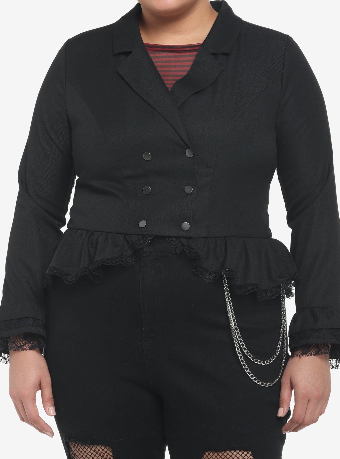 Black Ruffle Peplum Girls Jacket Plus Size | Hot Topic