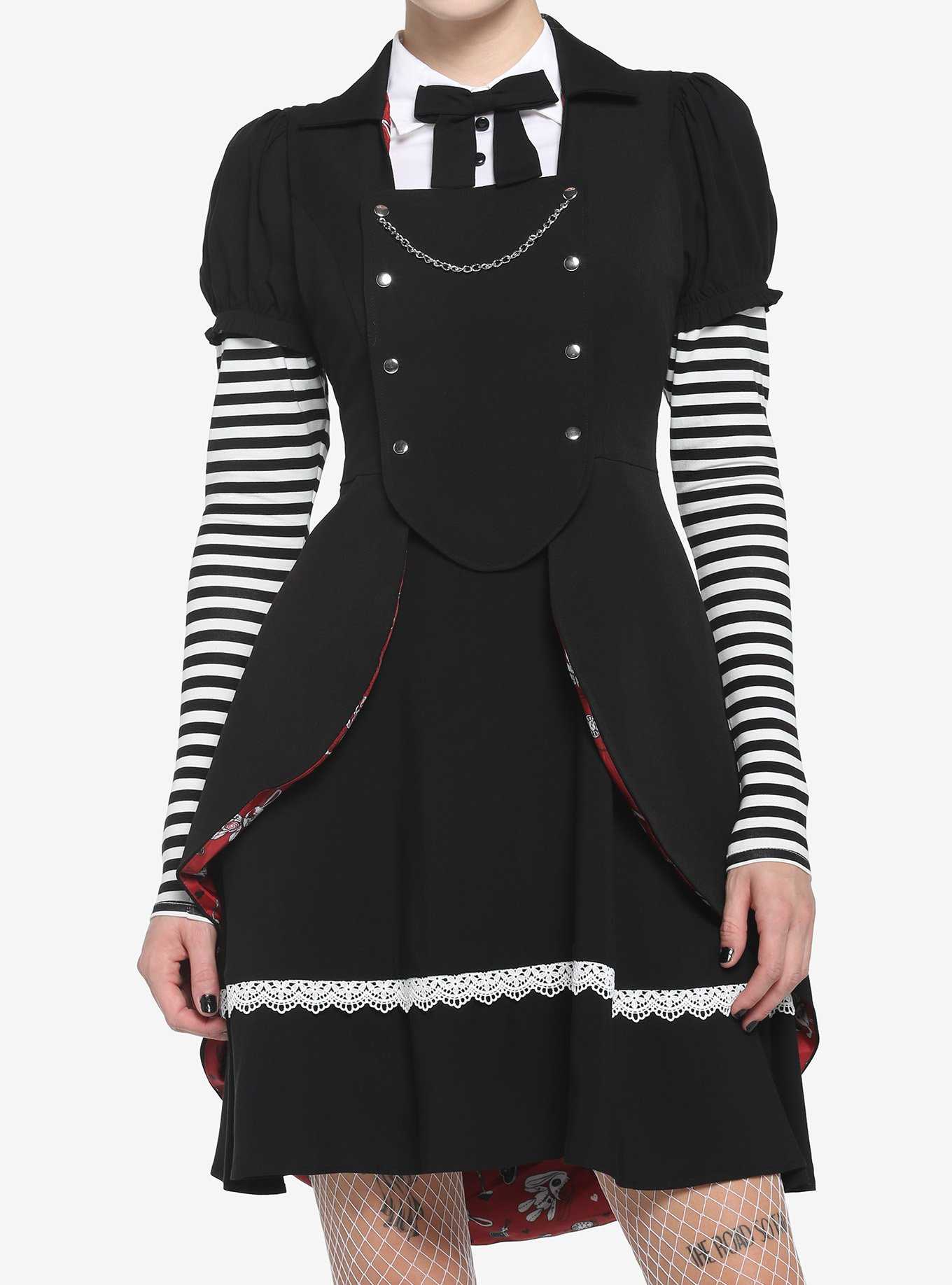 Black Rabbit Bustle Double-Breasted Girls Vest, , hi-res