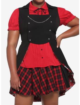 Black Rabbit Bustle Double-Breasted Girls Vest Plus Size, , hi-res