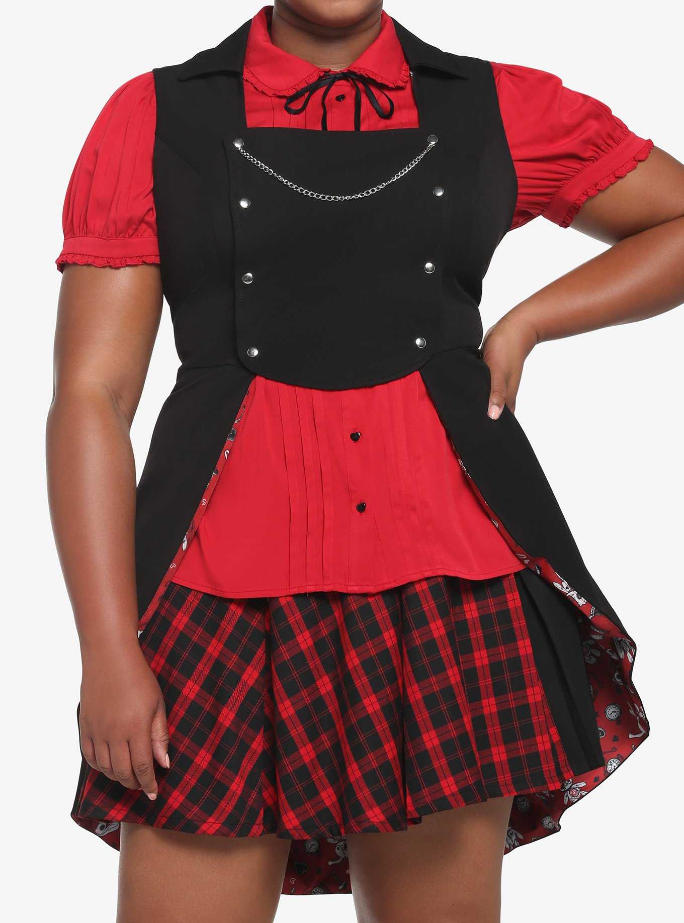 Black Rabbit Bustle Double-Breasted Girls Vest Plus Size, , hi-res