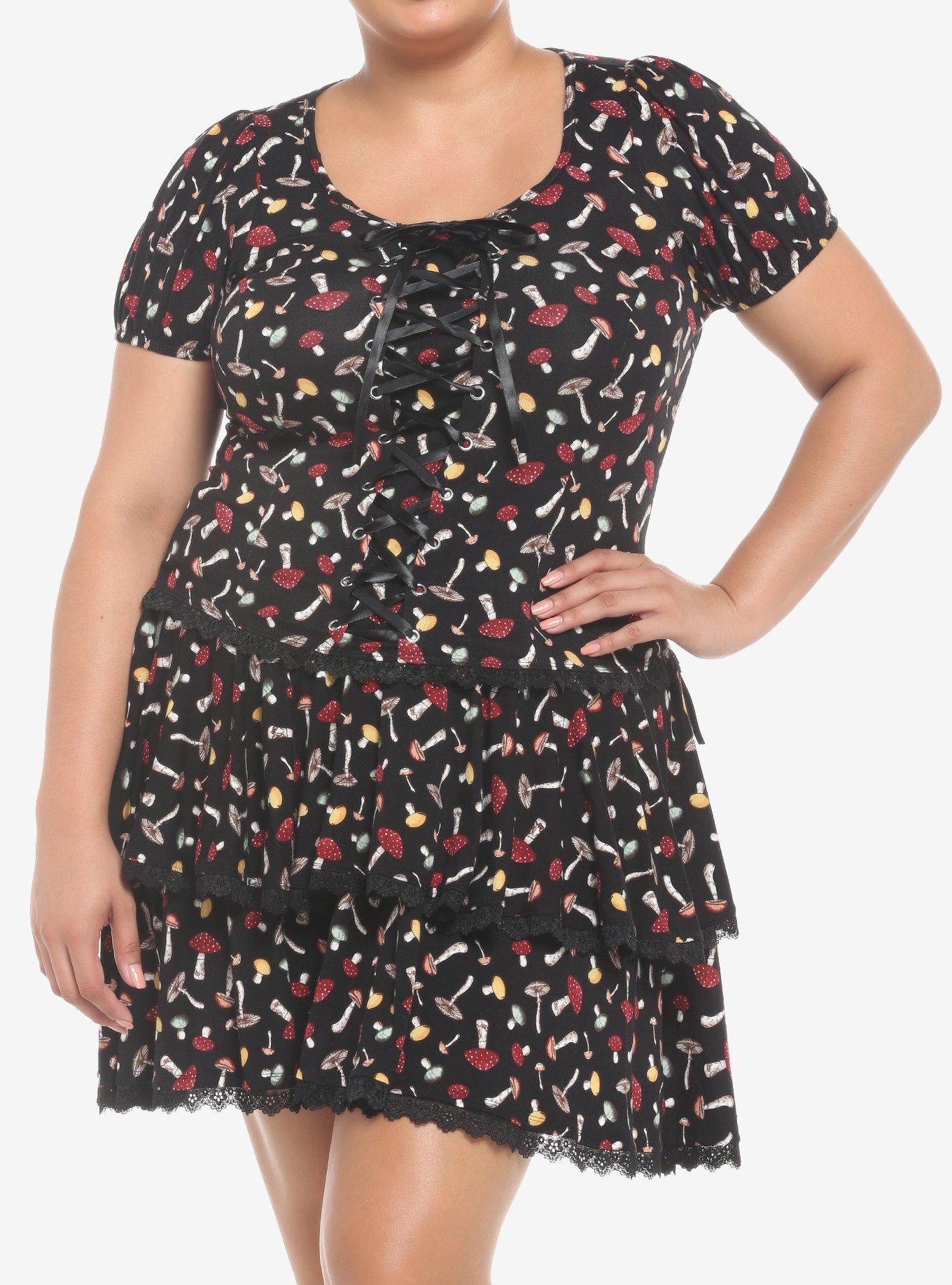Cottage Critters Lace-Up Girls Top Plus Size, BLACK, hi-res