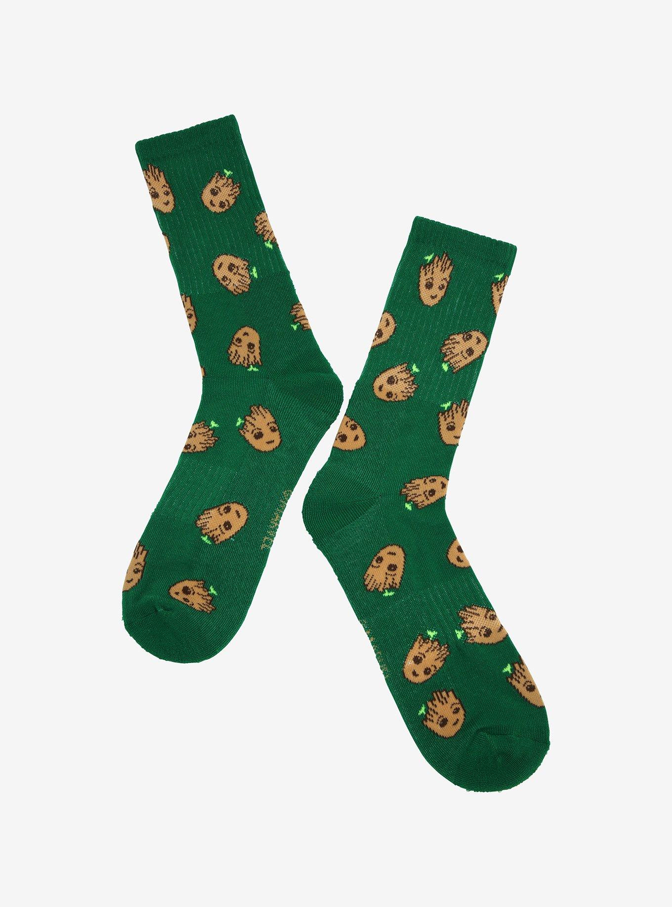 Marvel Guardians of the Galaxy Baby Groot Allover Print Crew Socks - BoxLunch Exclusive, , hi-res