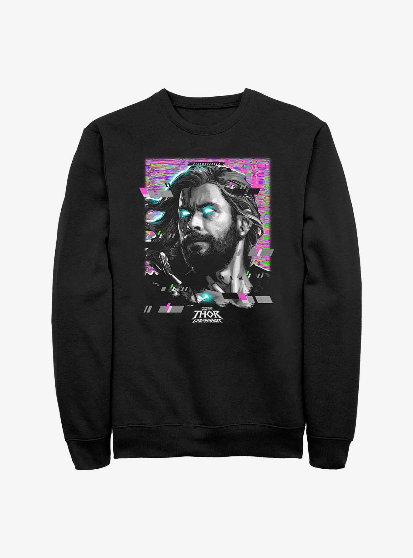 Marvel Thor: Love And Thunder Glitch Thor Sweatshirt, BLACK, hi-res