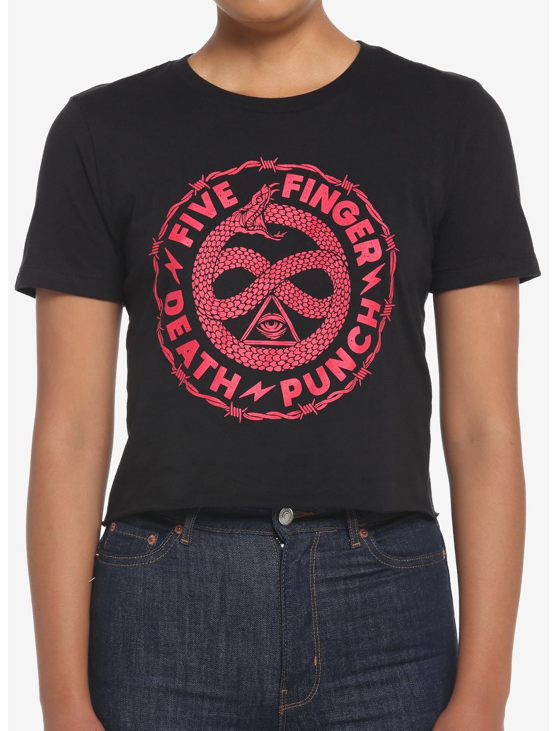 Five Finger Death Punch Serpent Crop Girls T-Shirt, BLACK, hi-res