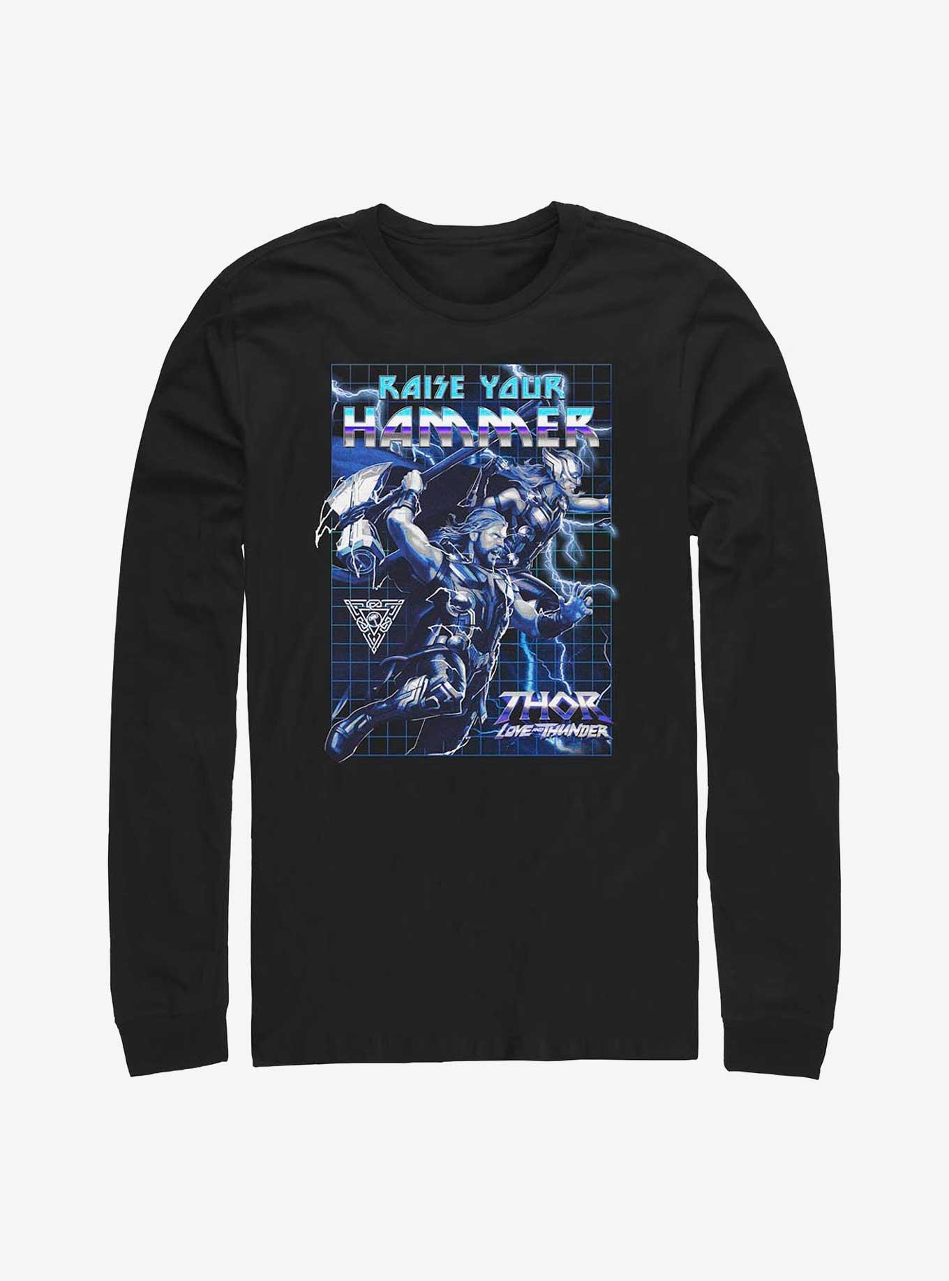 Marvel Thor: Love And Thunder Raise Your Hammer Long Sleeve T-Shirt, BLACK, hi-res