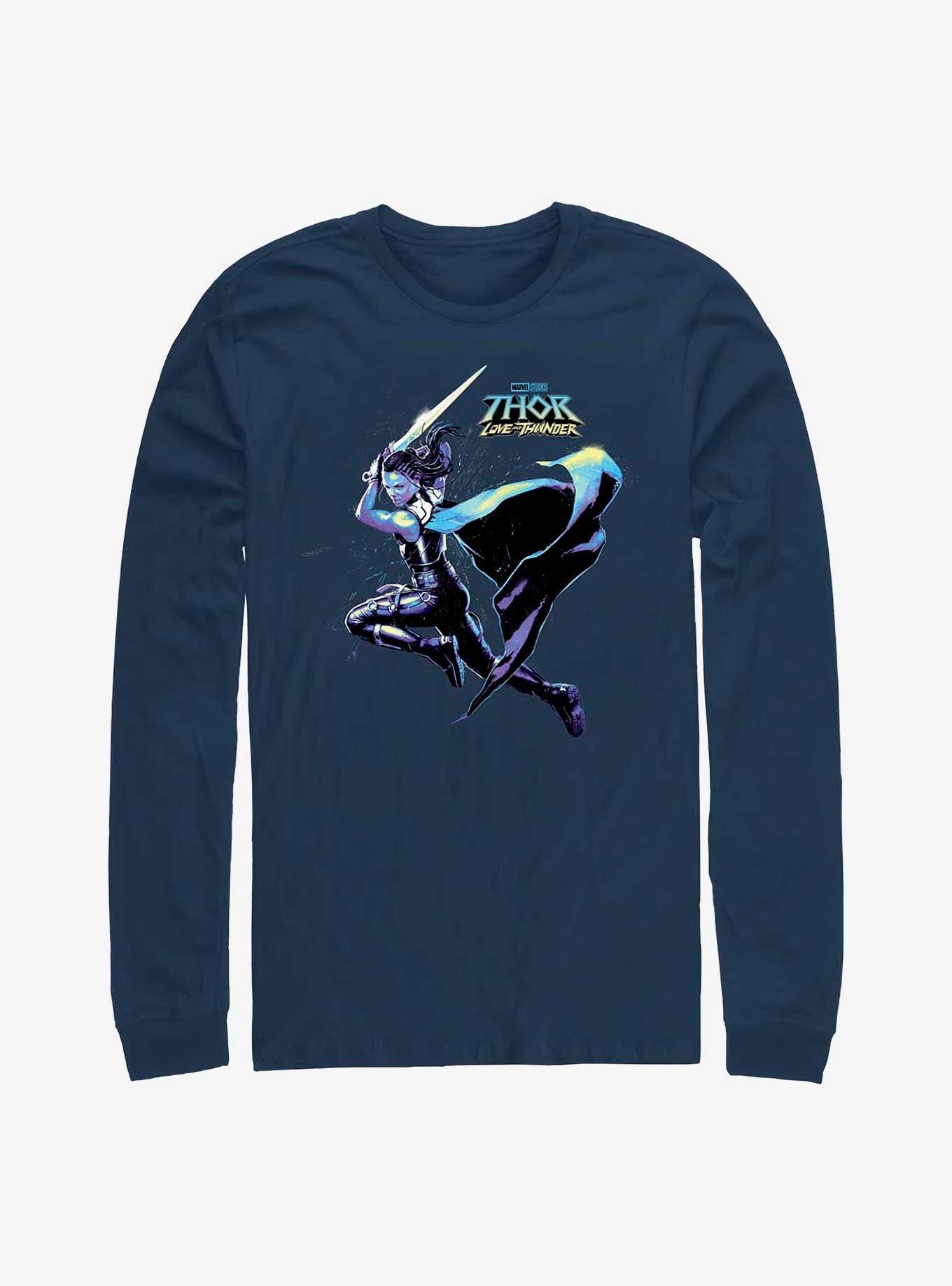 Marvel Thor: Love And Thunder Valkyrie Hero Shot Long Sleeve T-Shirt, NAVY, hi-res