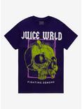 Juice WRLD Fighting Demons Skull Boyfriend Fit Girls T-Shirt, PURPLE, hi-res