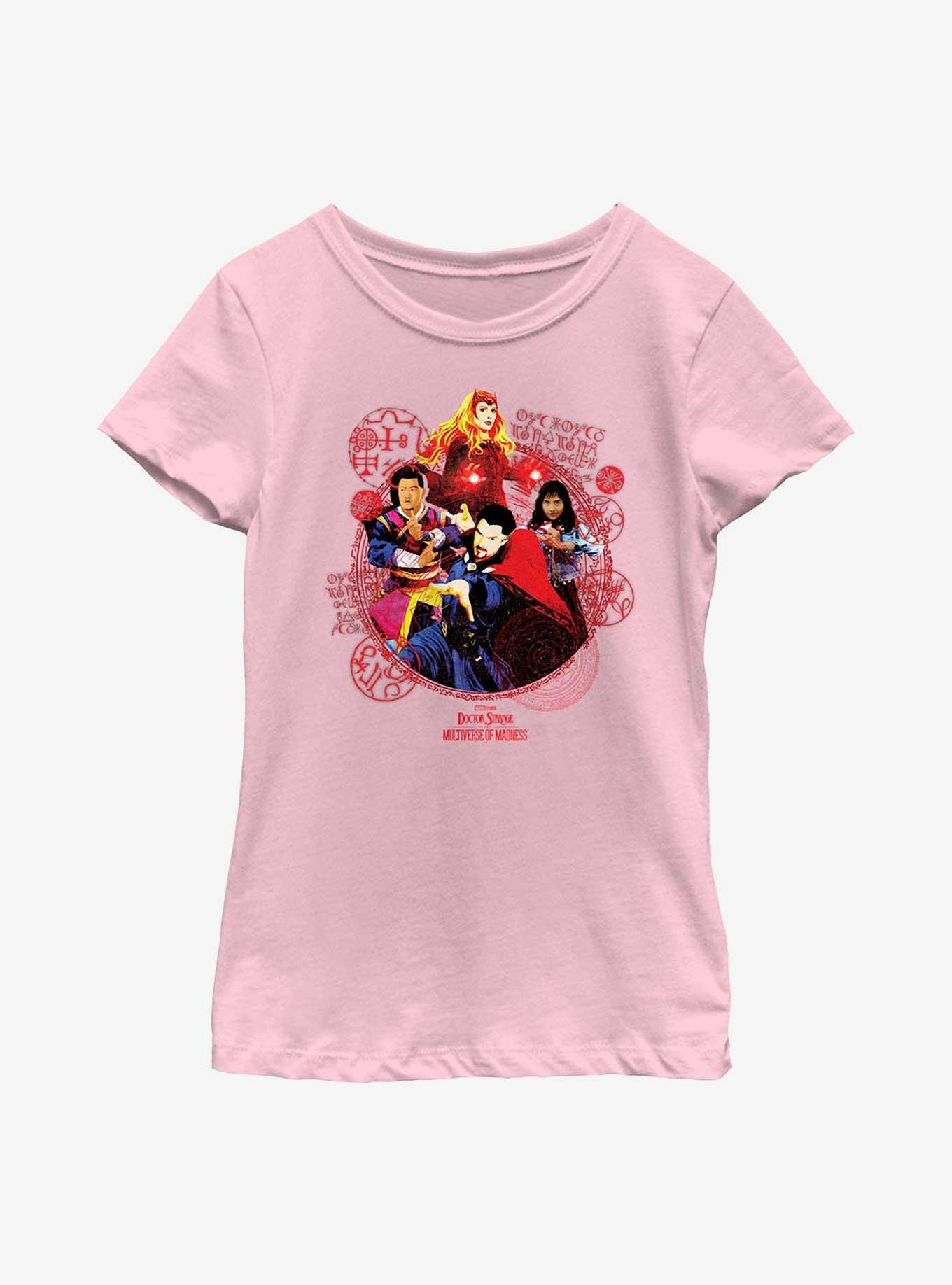 Marvel Doctor Strange In The Multiverse Of Madness Badge Of Heroes Youth Girls T-Shirt, PINK, hi-res