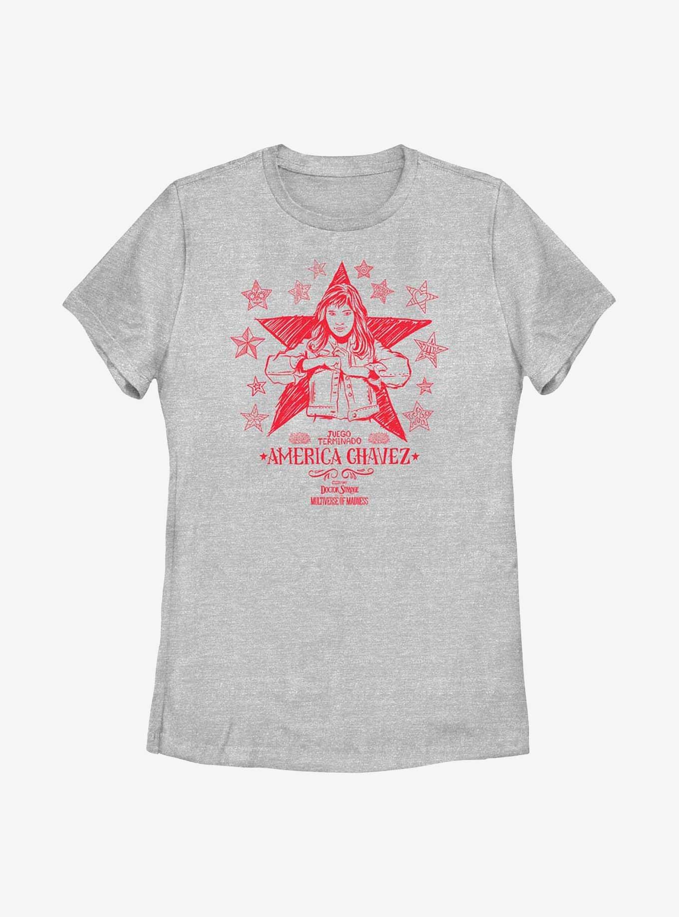 Marvel Doctor Strange In The Multiverse Of Madness Doodle America Chavez Womens T-Shirt, ATH HTR, hi-res