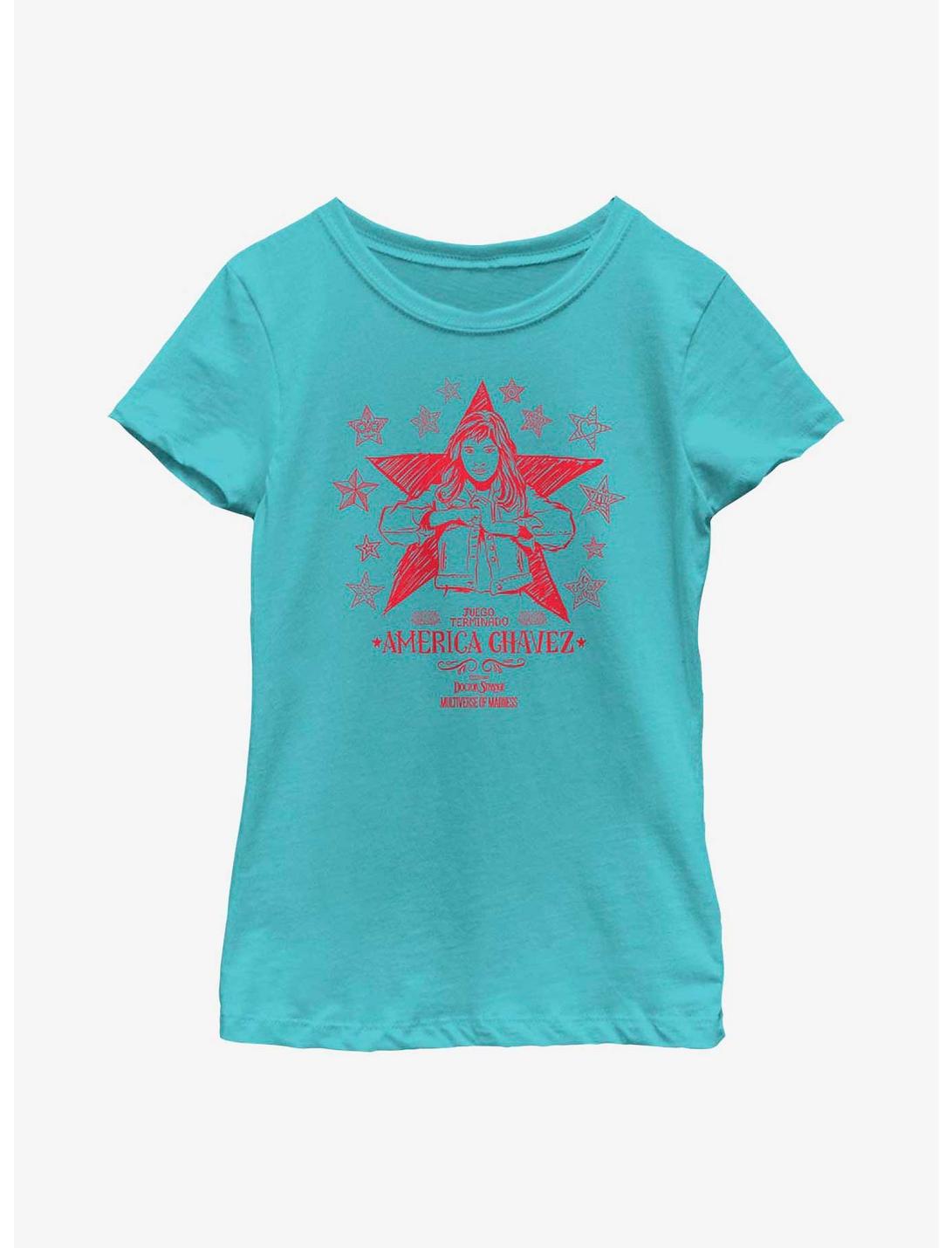 Marvel Doctor Strange In The Multiverse Of Madness Doodle America Chavez Youth Girls T-Shirt, TAHI BLUE, hi-res