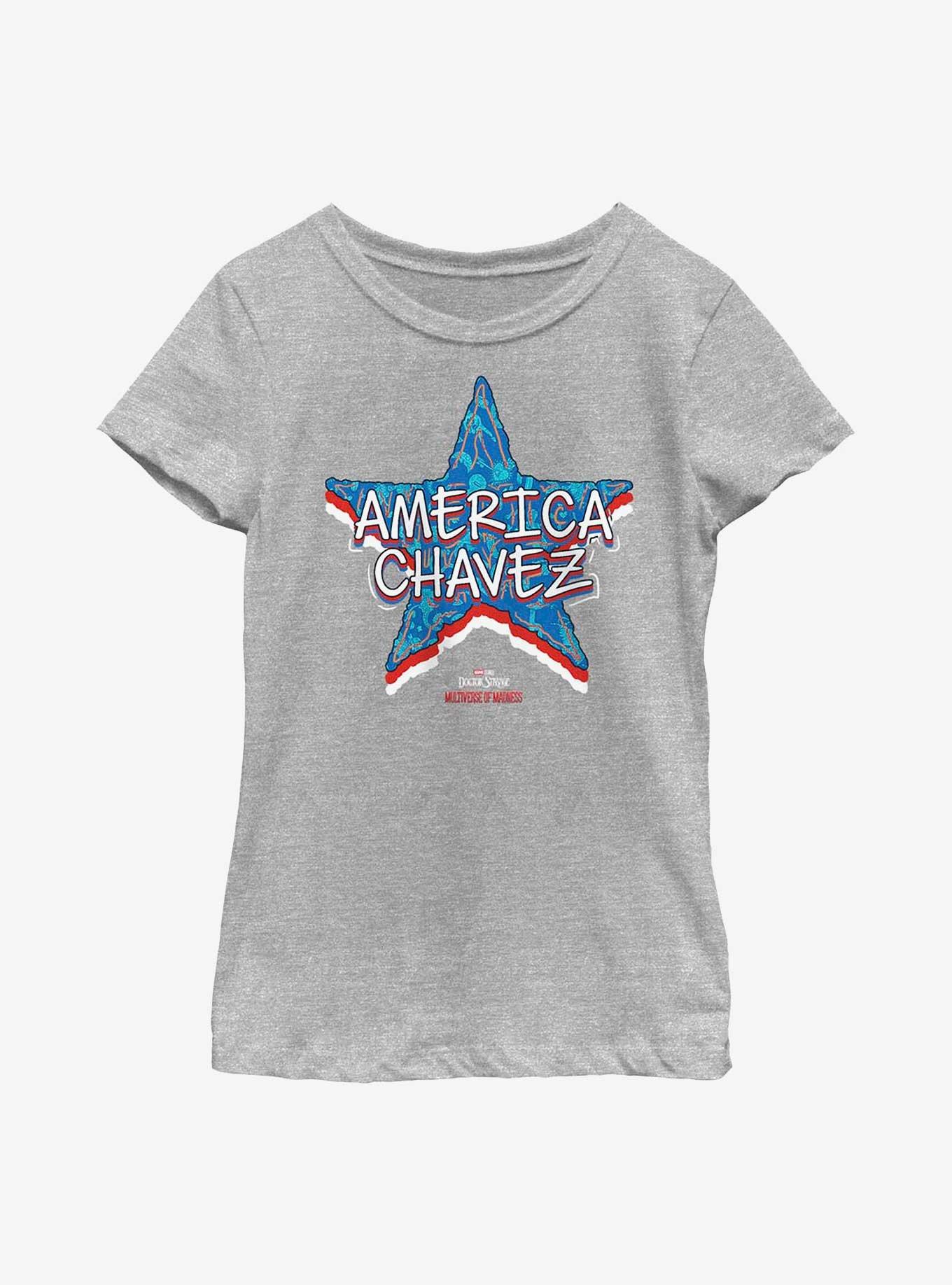 Marvel Doctor Strange In The Multiverse Of Madness Star America Chavez Youth Girls T-Shirt, ATH HTR, hi-res