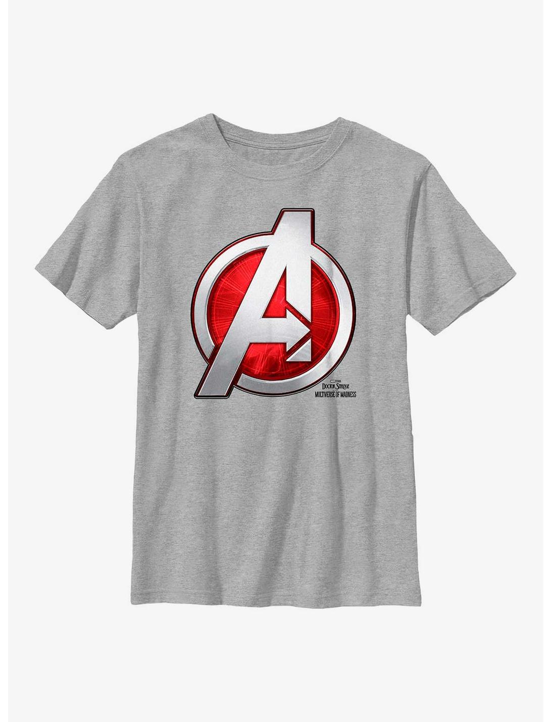 Marvel Doctor Strange In The Multiverse Of Madness Avengers Logo Youth T-Shirt, ATH HTR, hi-res