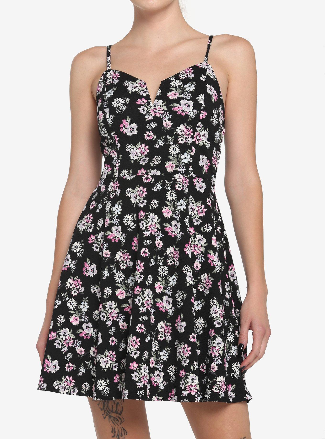 Black Floral Skater Dress | Hot Topic