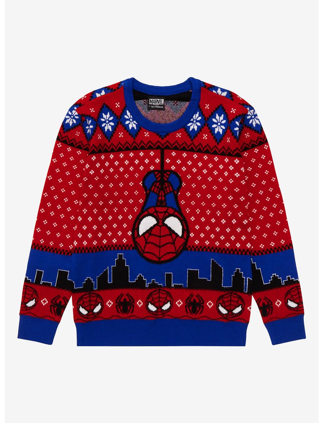 Marvel Spider-Man Chibi Spidey Youth Holiday Sweater - BoxLunch Exclusive, REAL RED, hi-res