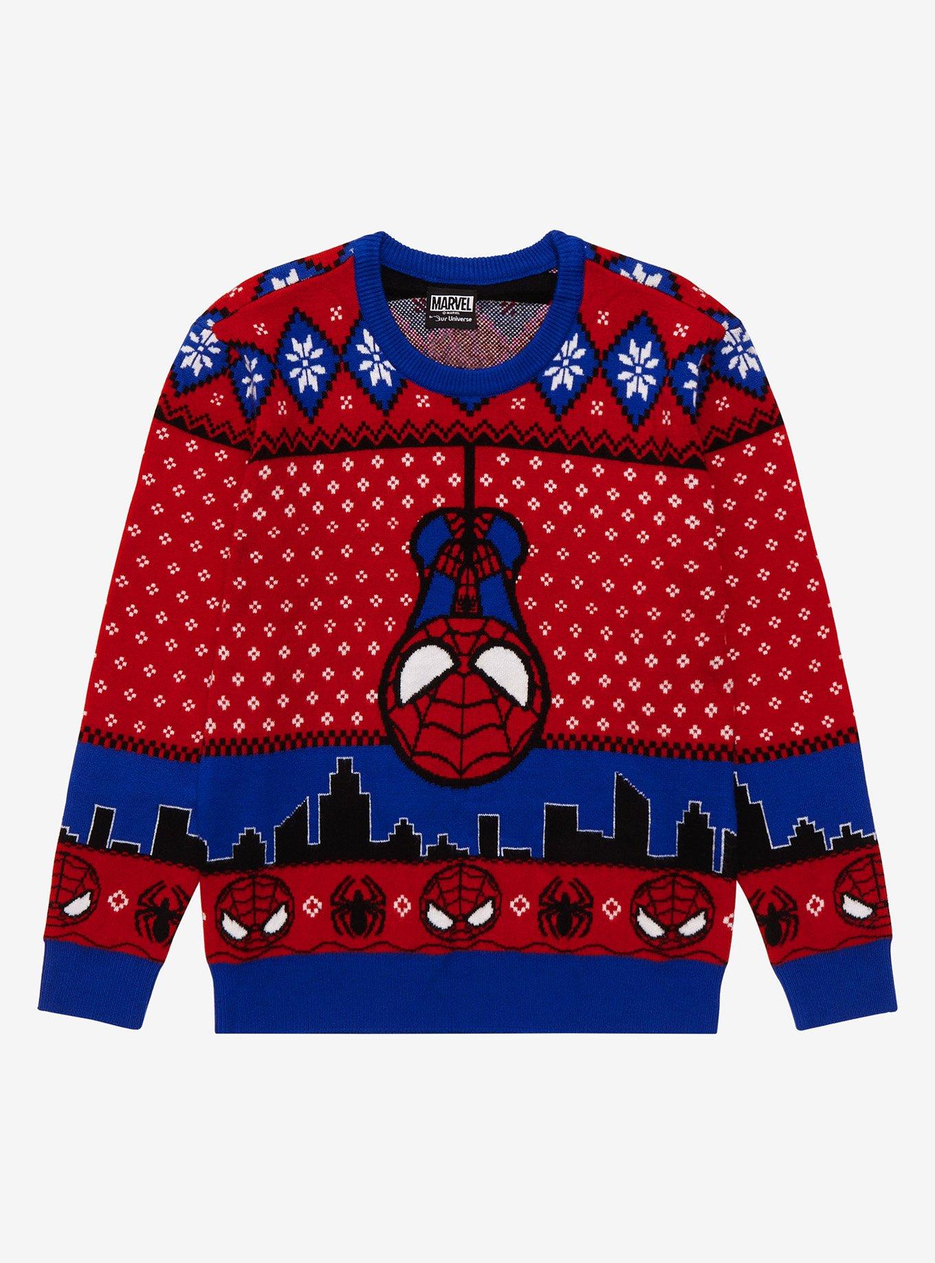 Marvel Spider-Man Chibi Spidey Youth Holiday Sweater - BoxLunch Exclusive, REAL RED, hi-res