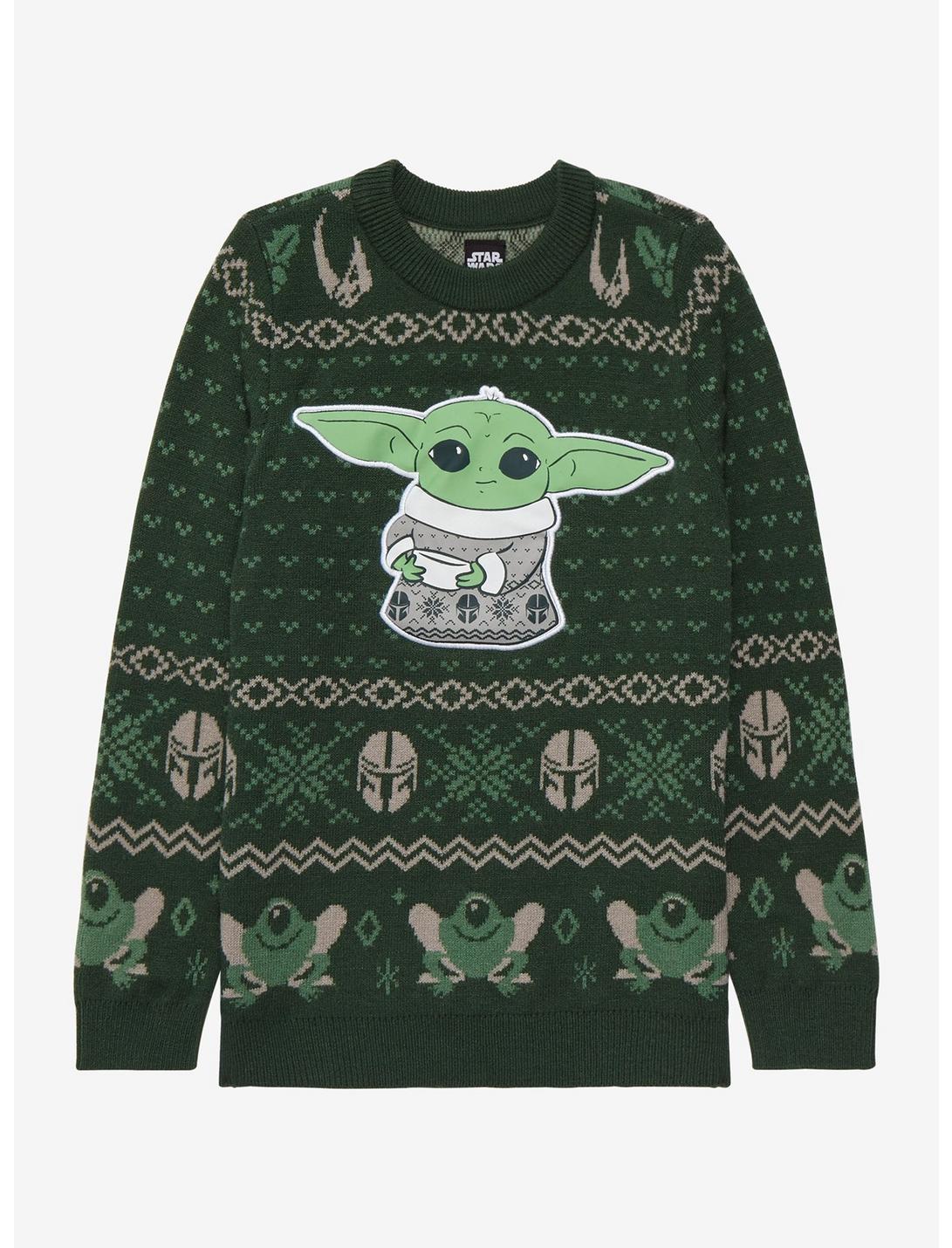 Star Wars The Mandalorian Grogu Toddler Holiday Sweater - BoxLunch Exclusive, FOREST, hi-res